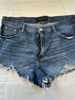Aeropostale Women's Dark Blue Distressed Denim Cutoff Shorts